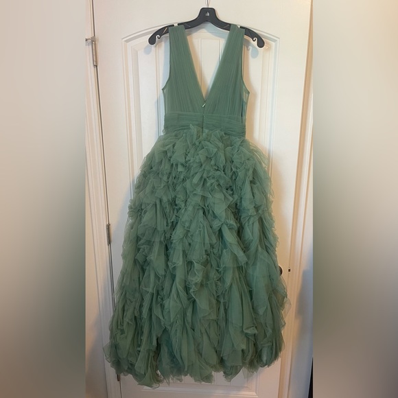 Mac Duggal Anthropologie Ruffled Midi Dress Size 6 - Picture 4 of 6